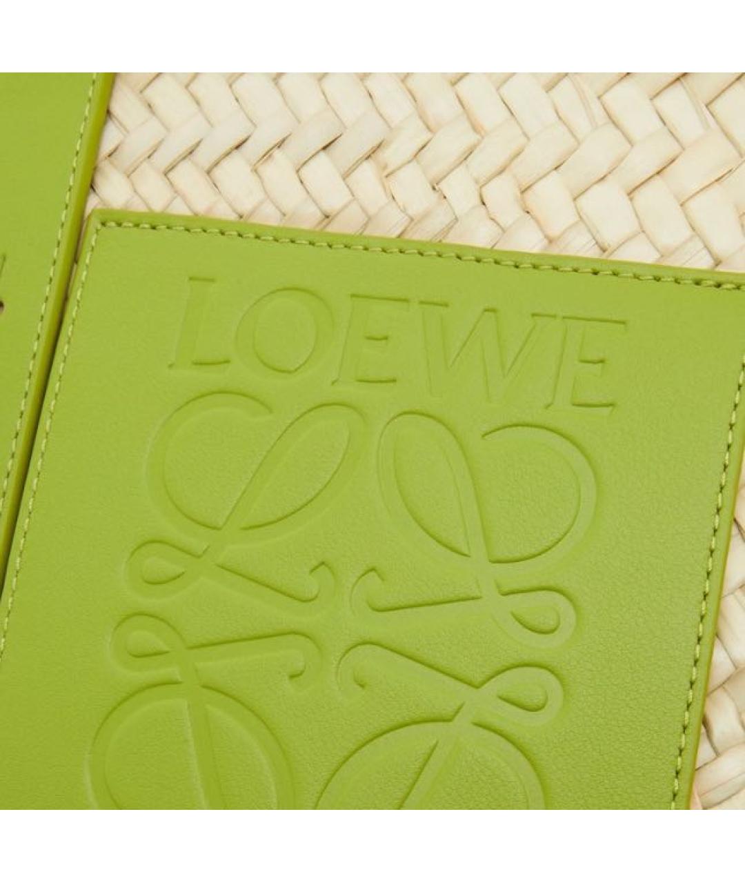 LOEWE Салатовая пелетеная пляжная сумка, фото 3