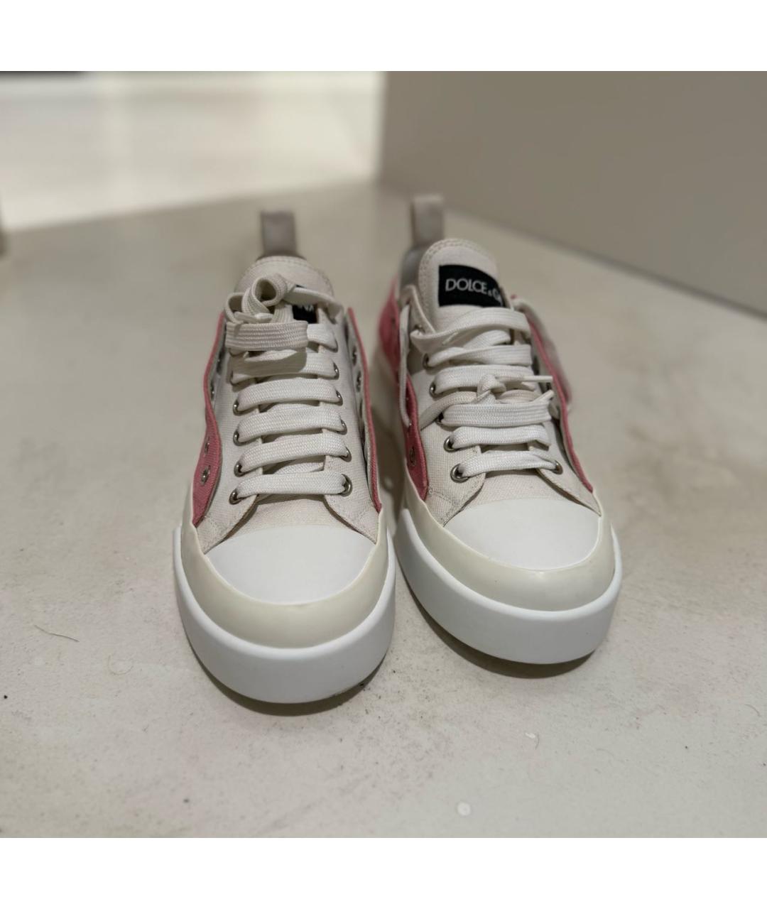 DOLCE&GABBANA Белые текстильные кеды, фото 3