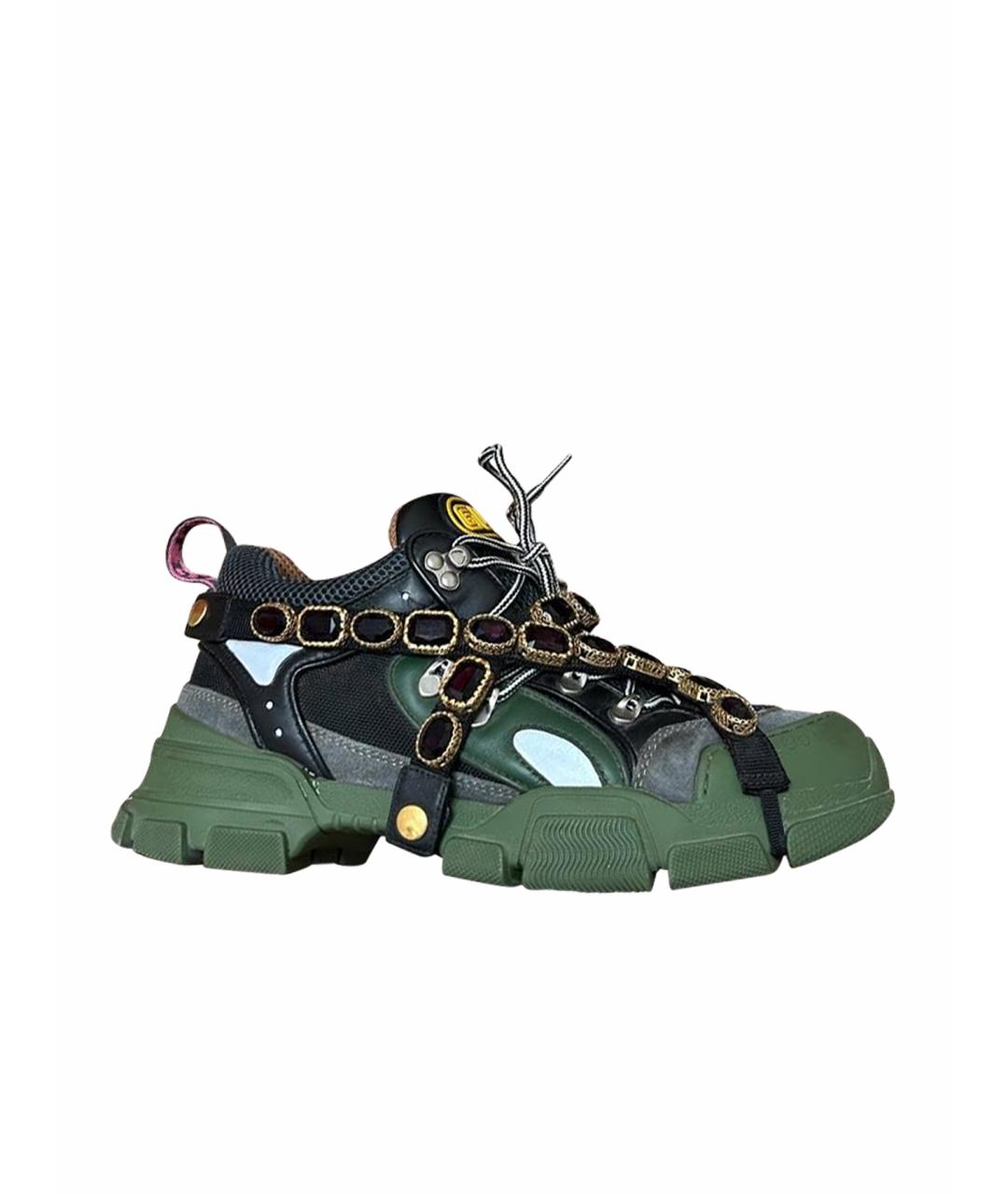 GUCCI Хаки низкие кроссовки / кеды, фото 1