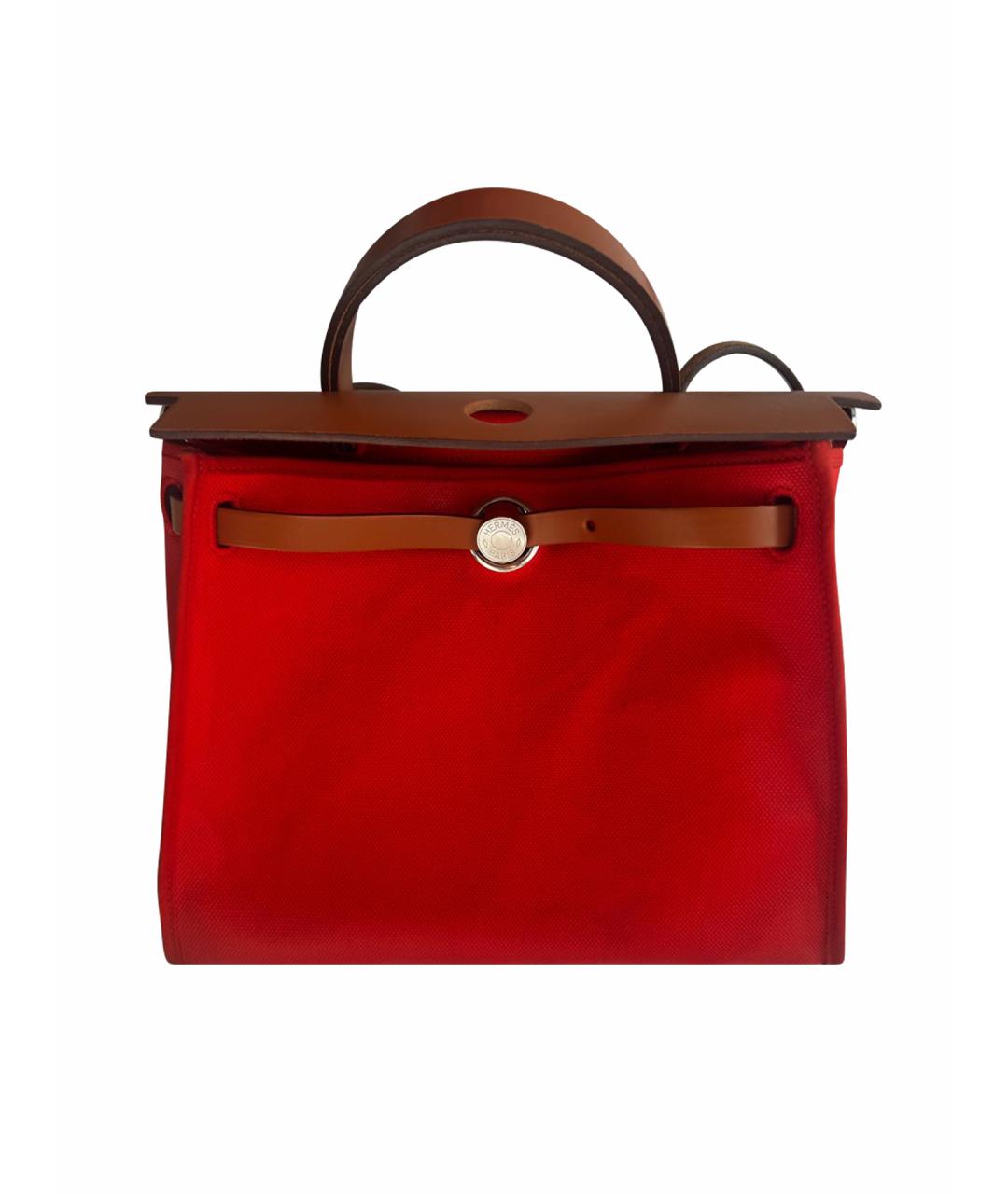 HERMES Оранжевая тканевая сумка с короткими ручками, фото 9