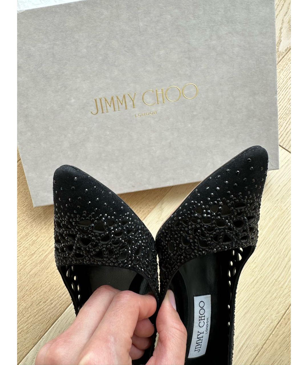 JIMMY CHOO Черные замшевые туфли, фото 5