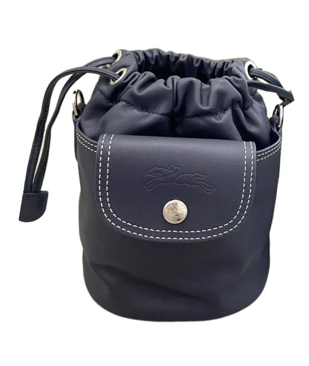 LONGCHAMP Темно-синяя кожаная сумка с короткими ручками, фото 1