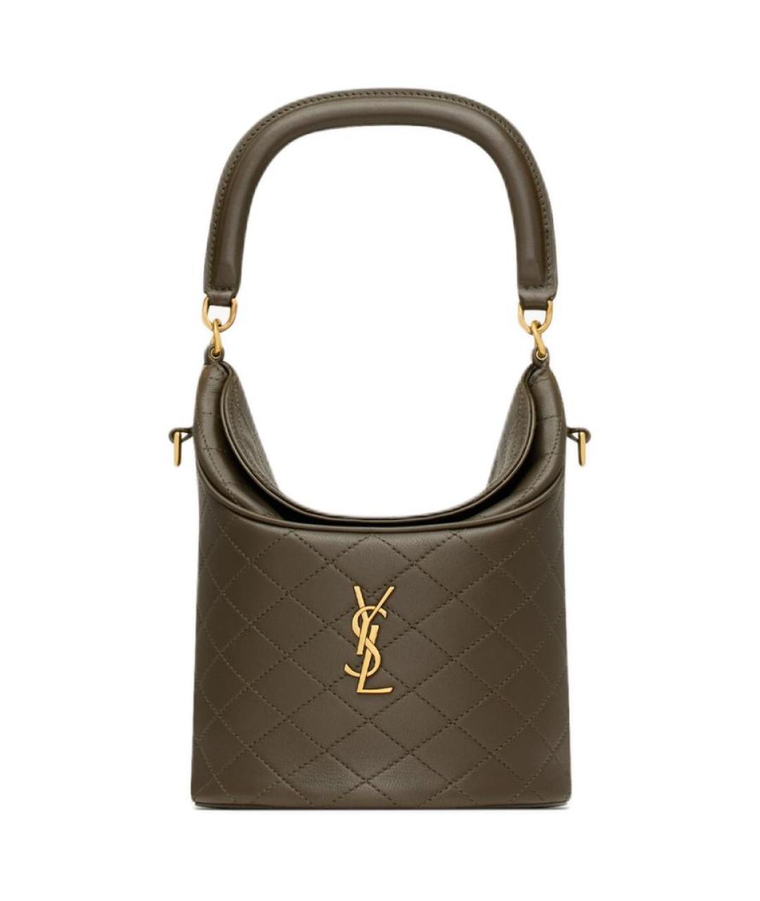 SAINT LAURENT Коричневая кожаная сумка с короткими ручками, фото 1
