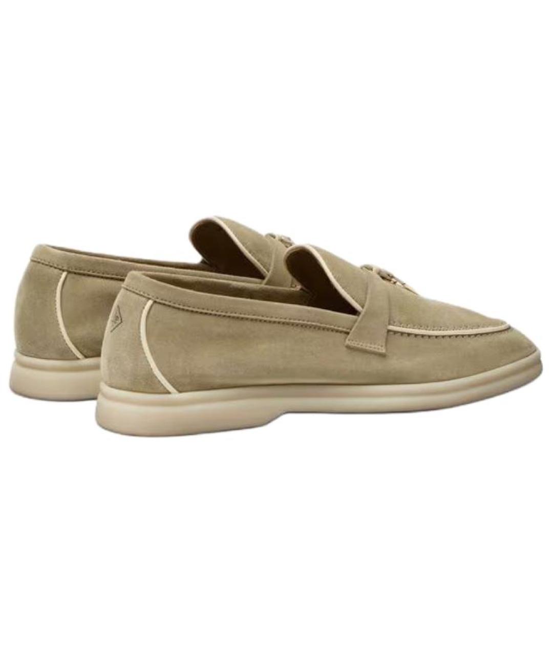 LORO PIANA Зеленые замшевые лоферы, фото 4