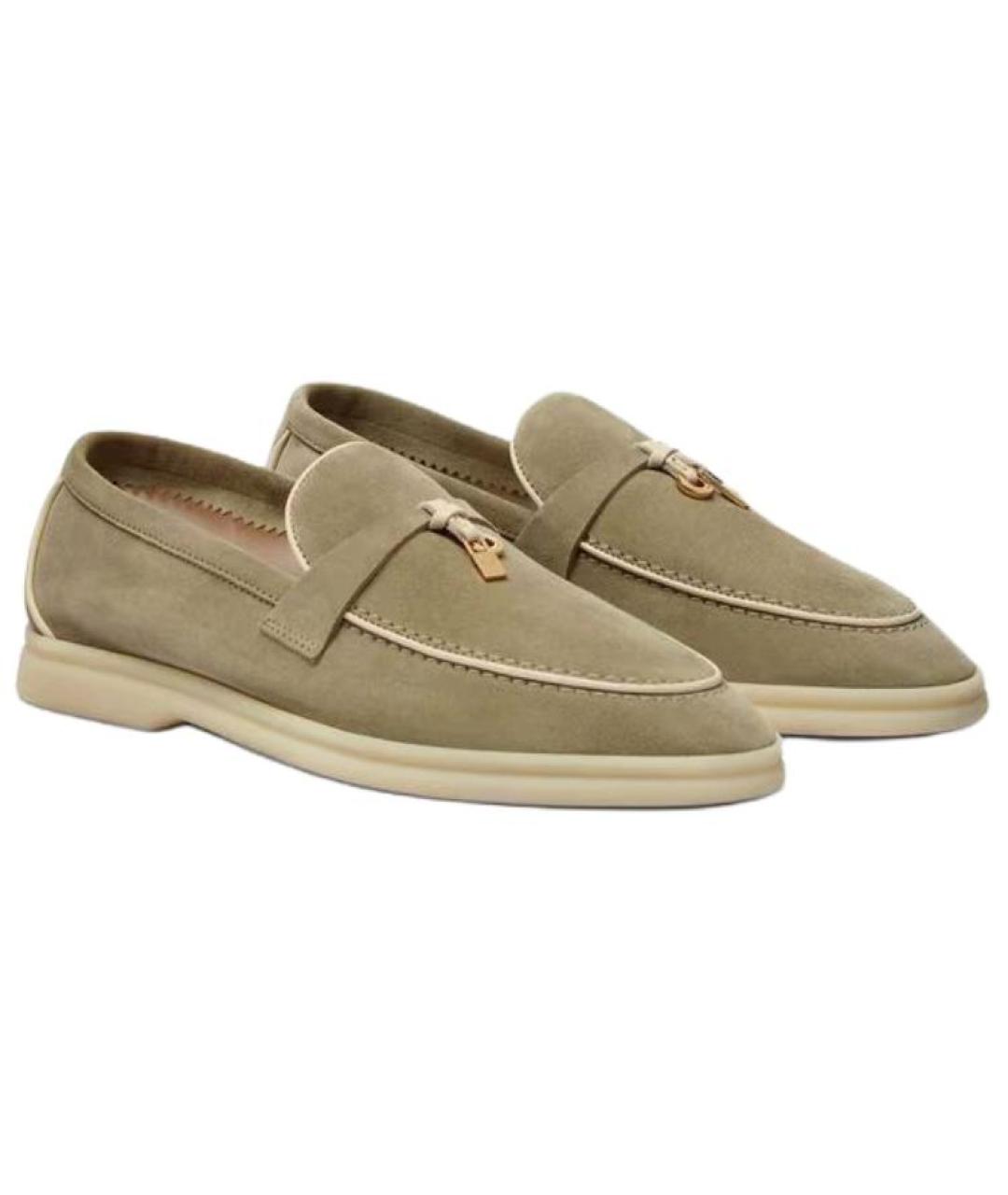 LORO PIANA Зеленые замшевые лоферы, фото 3