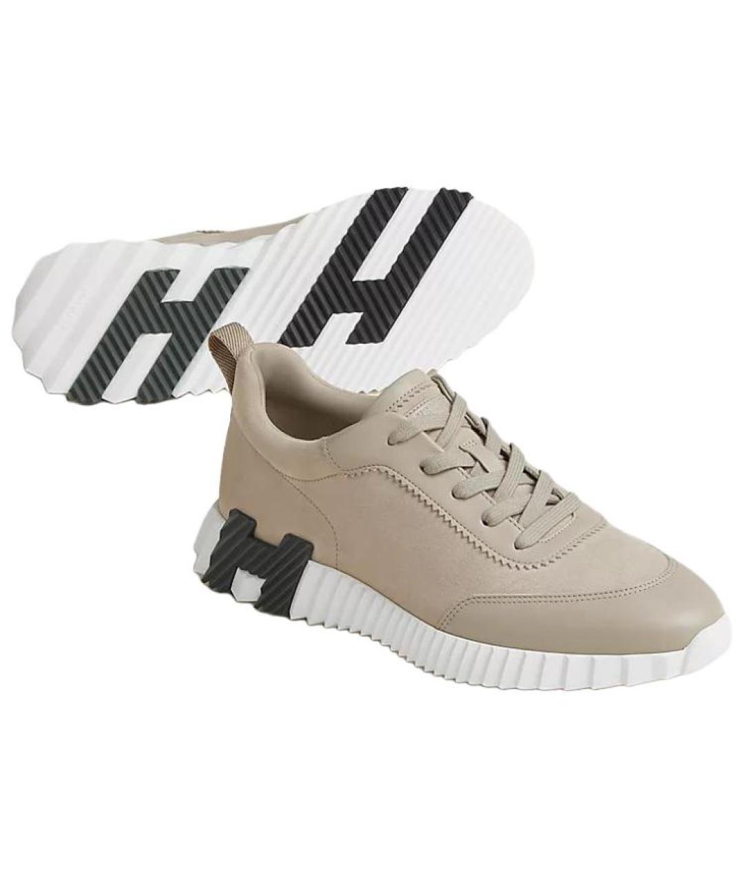 HERMES Бежевые низкие кроссовки / кеды, фото 3