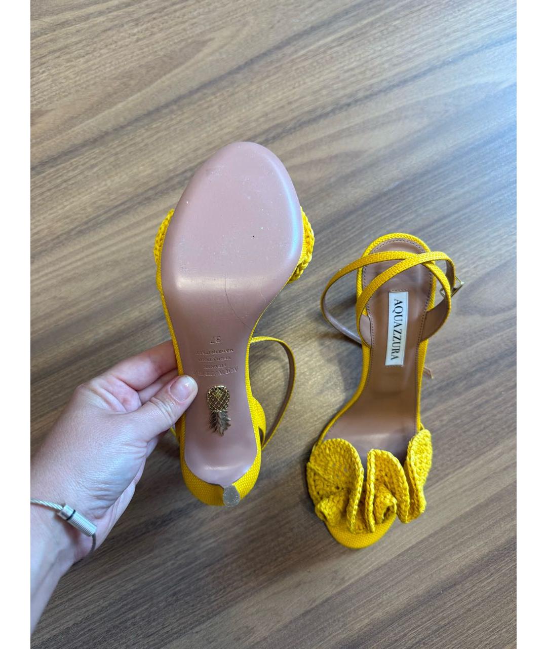 AQUAZZURA Желтые босоножки, фото 6