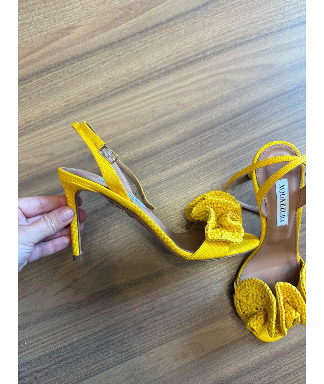 AQUAZZURA Желтые босоножки, фото 8