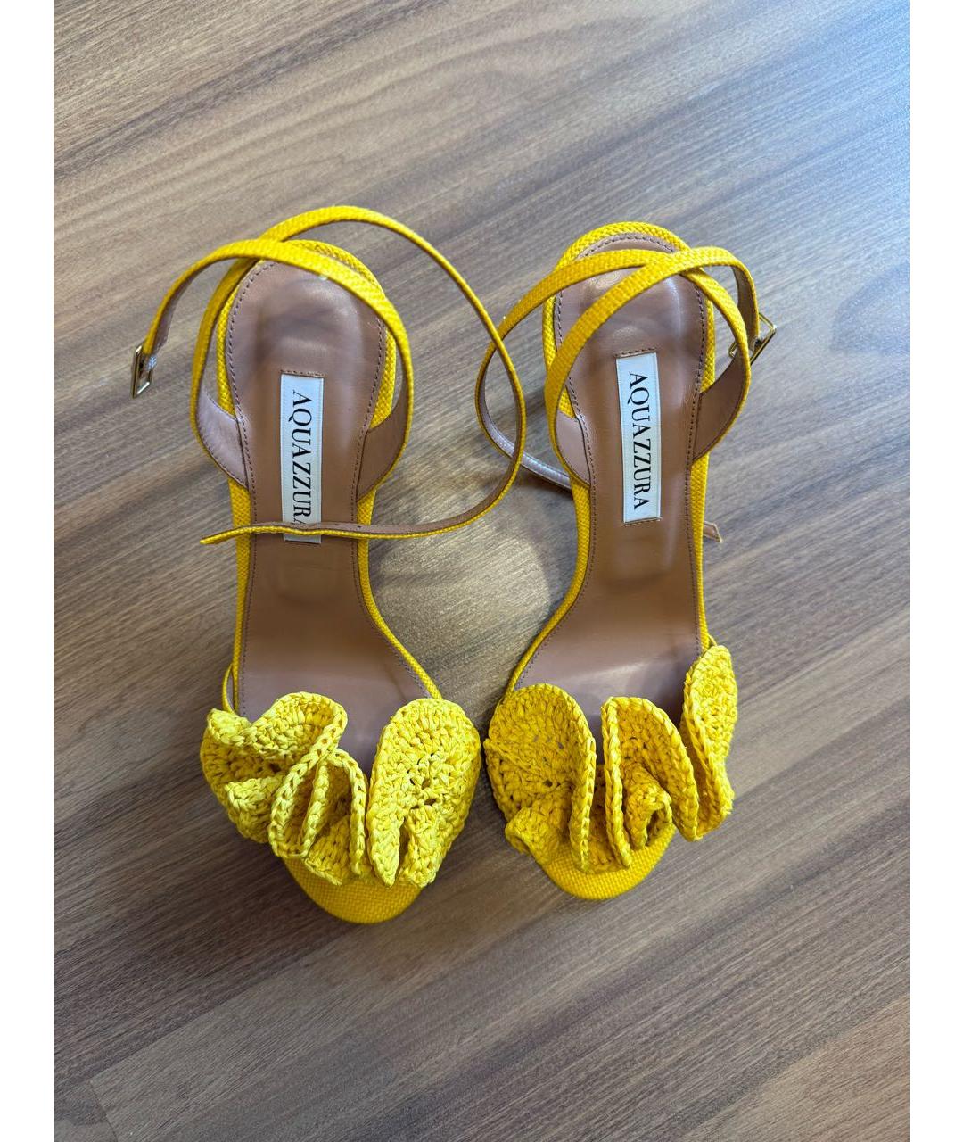 AQUAZZURA Желтые босоножки, фото 2