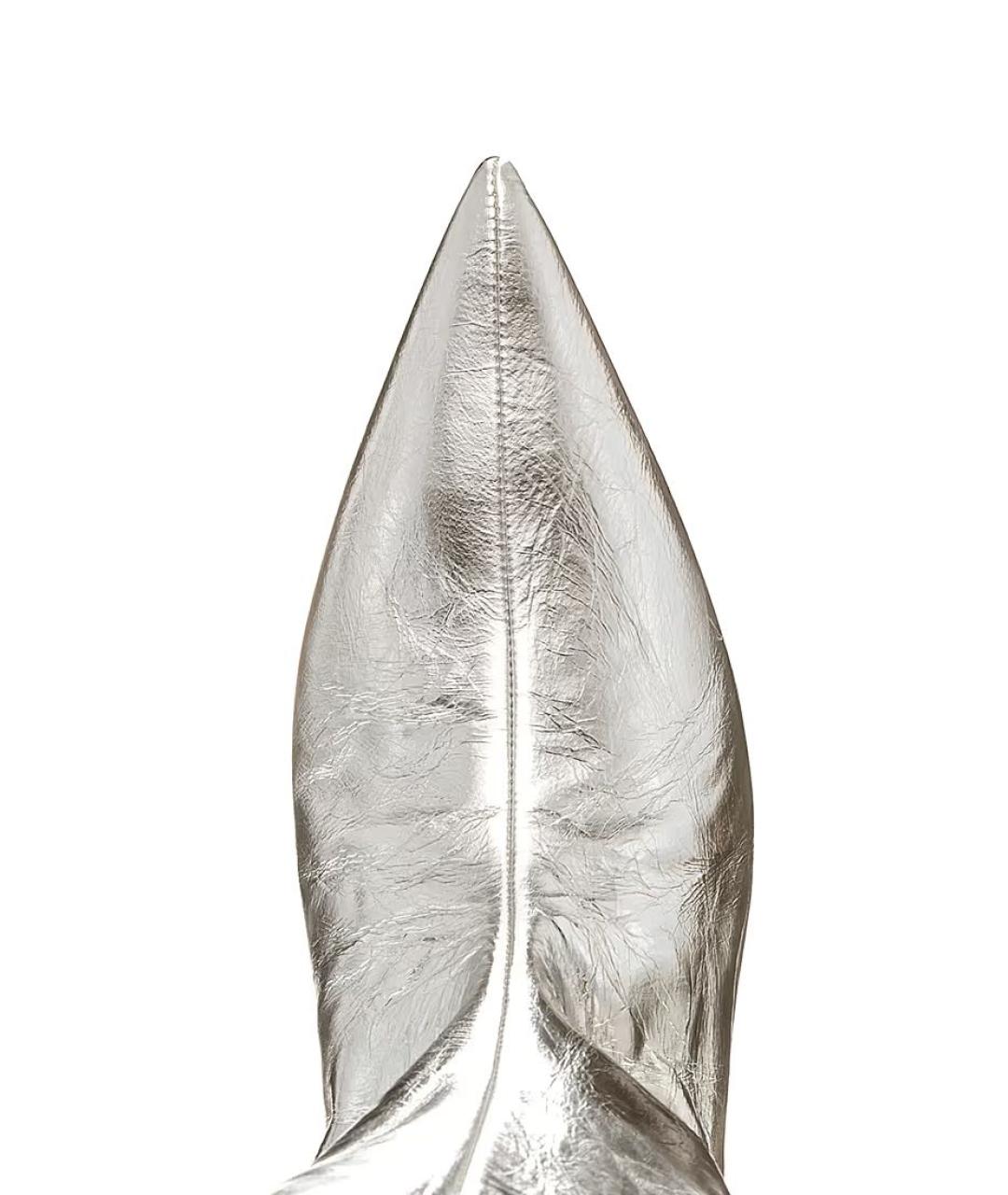 JIL SANDER Серебряные кожаные полусапоги, фото 4