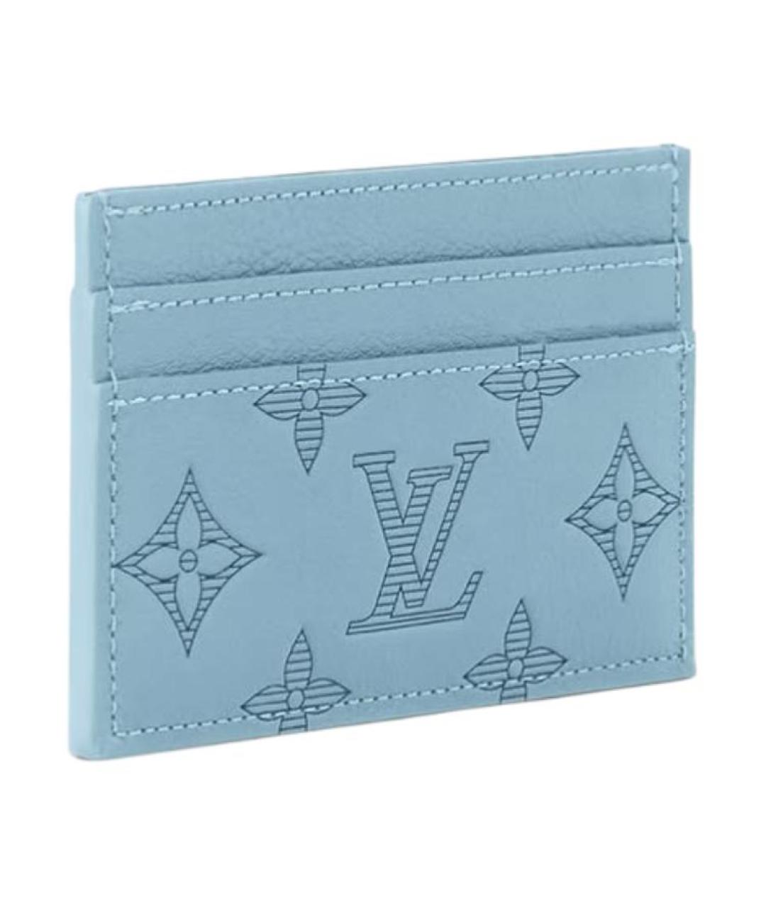 LOUIS VUITTON Голубой кожаный кардхолдер, фото 2