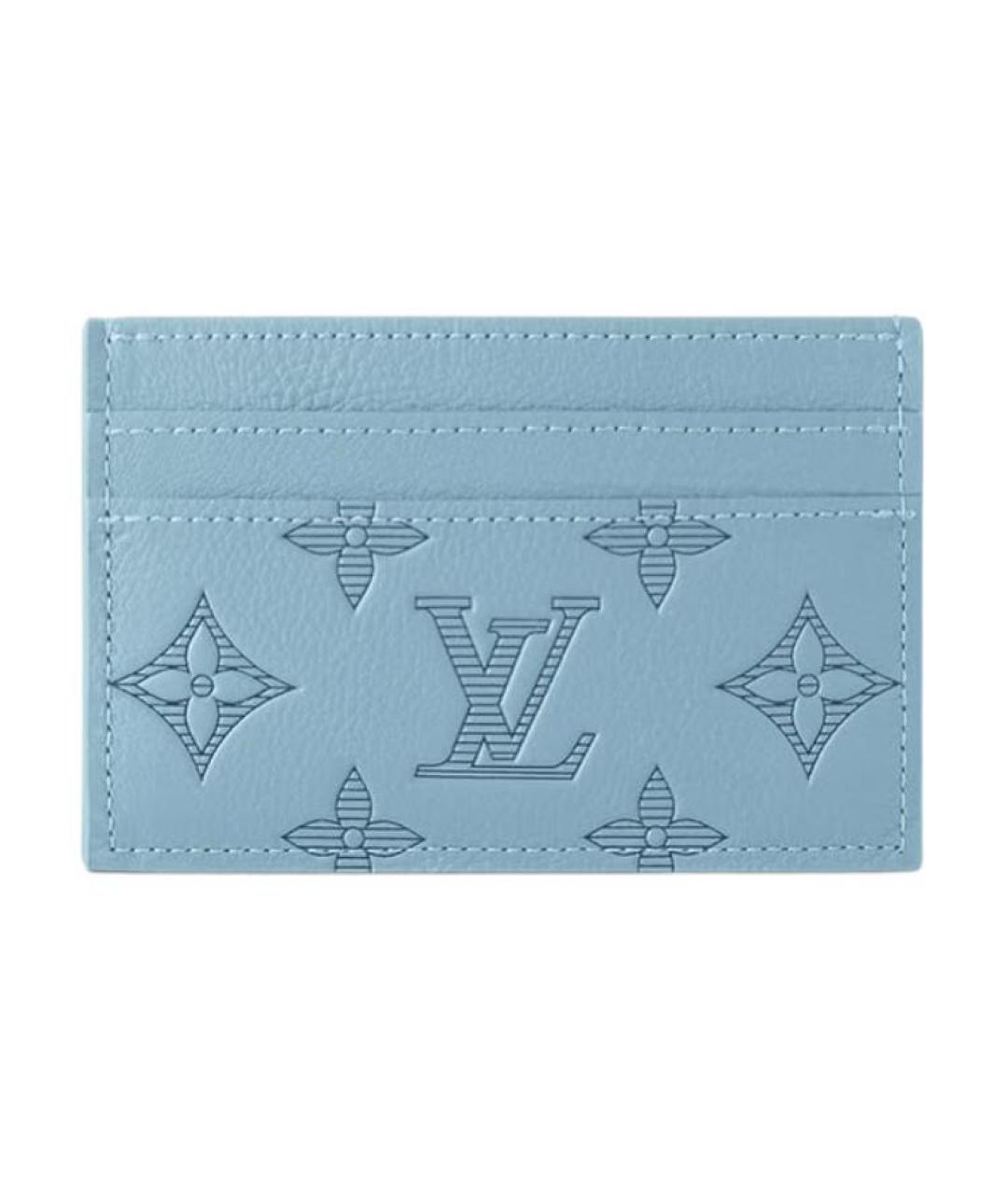 LOUIS VUITTON Голубой кожаный кардхолдер, фото 3