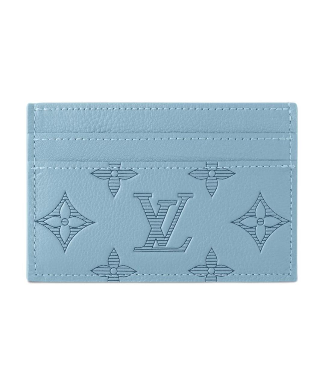 LOUIS VUITTON Голубой кожаный кардхолдер, фото 1