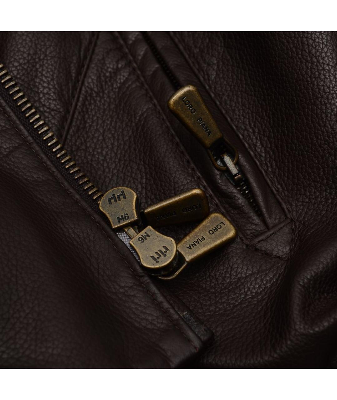 LORO PIANA Коричневая кожаная куртка, фото 6