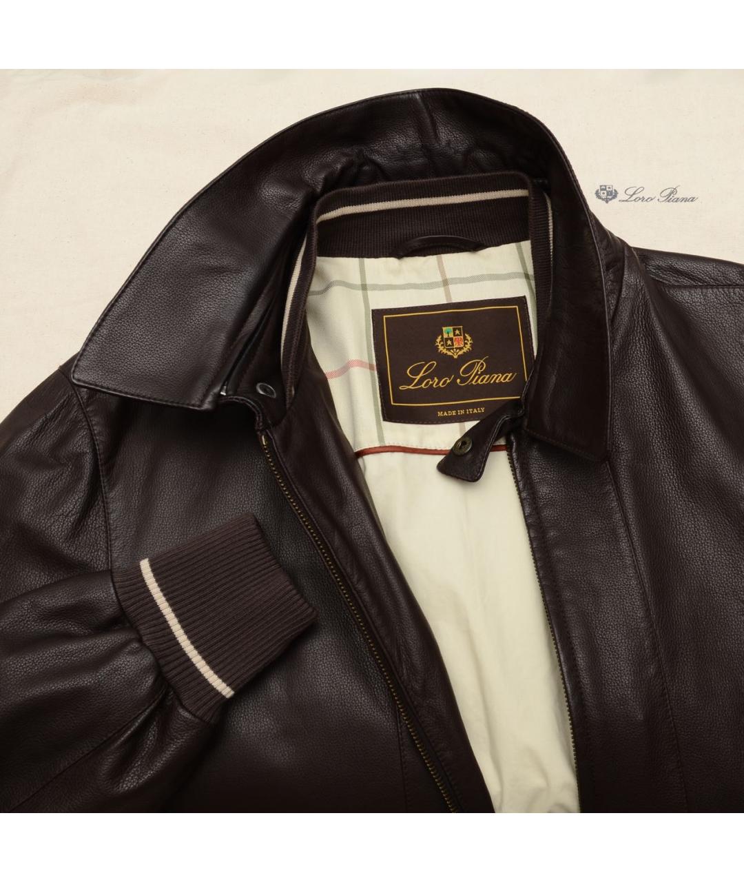 LORO PIANA Коричневая кожаная куртка, фото 4