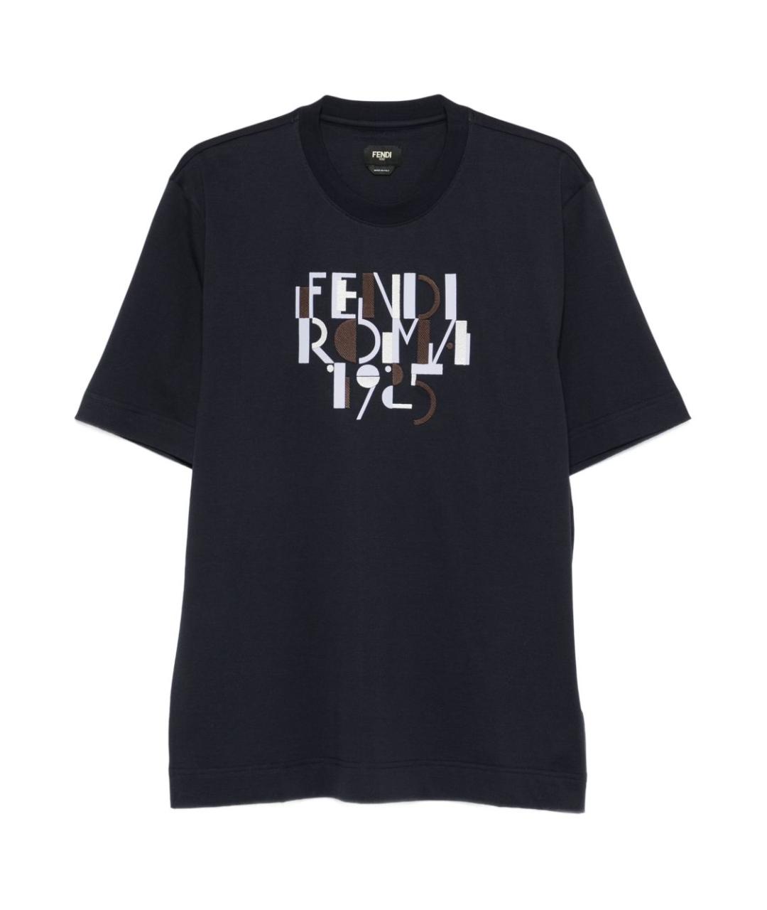 FENDI Темно-синяя хлопковая футболка, фото 1