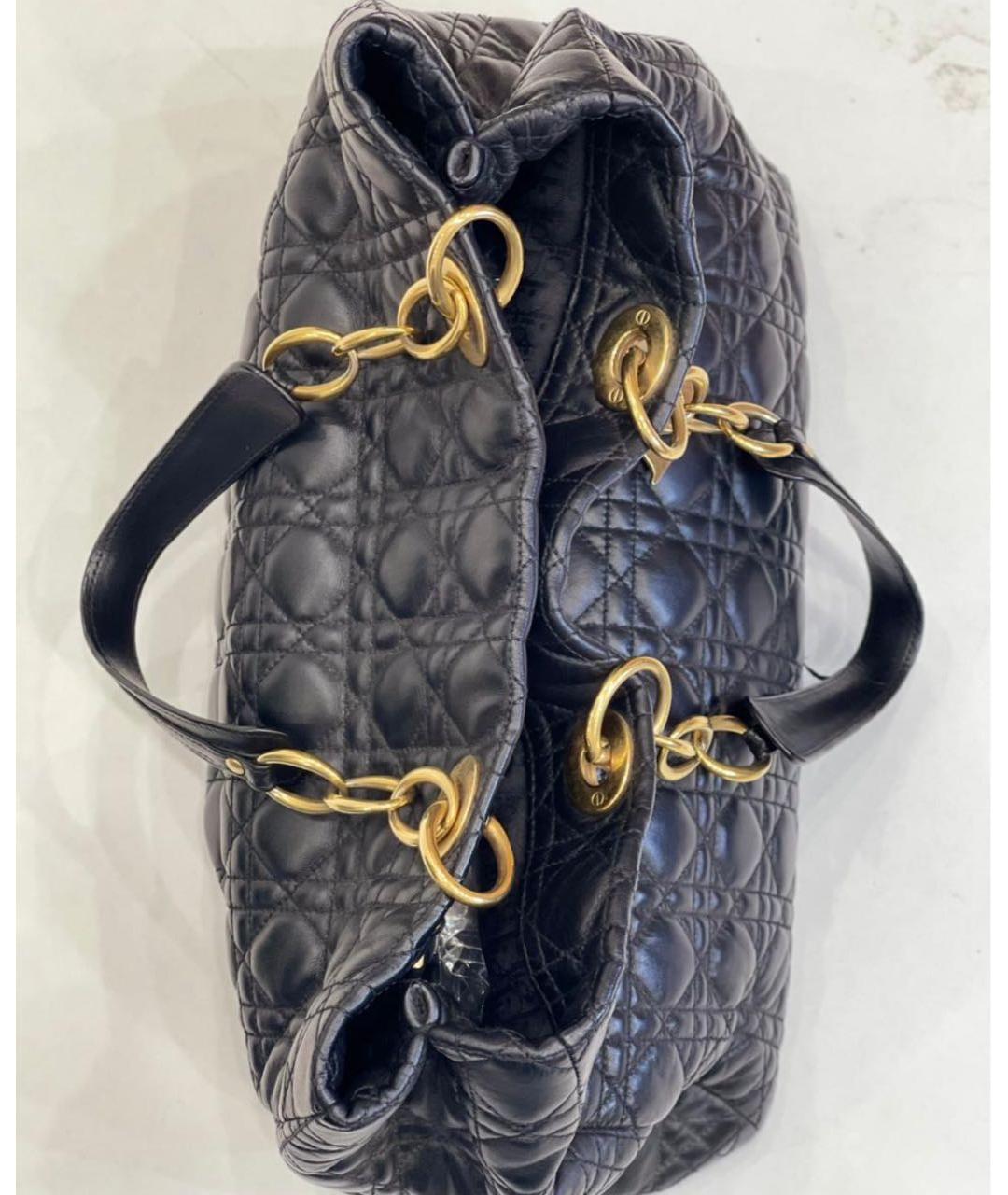 CHRISTIAN DIOR Черная кожаная сумка тоут, фото 3