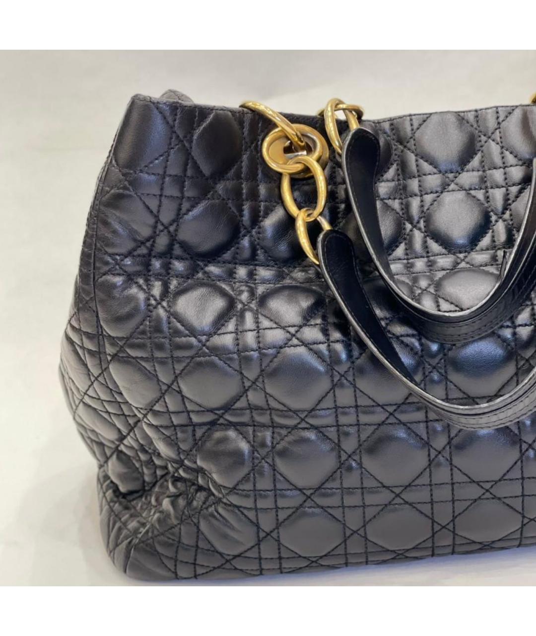 CHRISTIAN DIOR Черная кожаная сумка тоут, фото 4