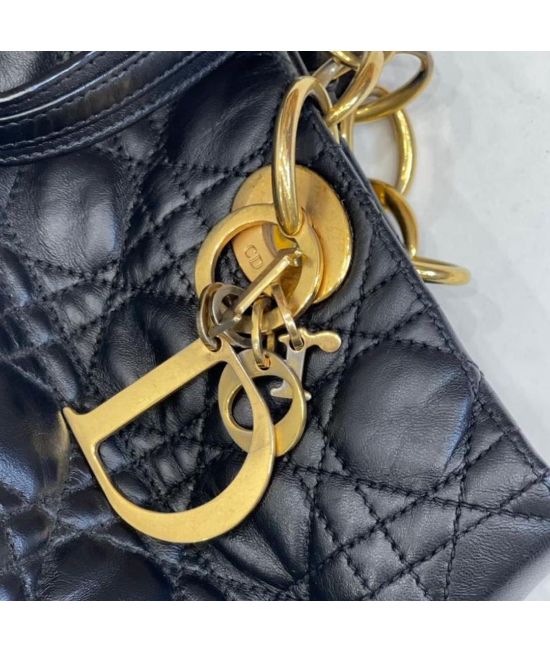 CHRISTIAN DIOR Черная кожаная сумка тоут, фото 5