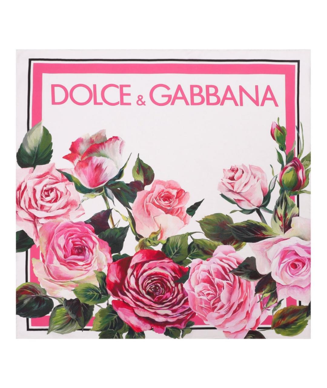 DOLCE&GABBANA Белый шелковый платок, фото 5