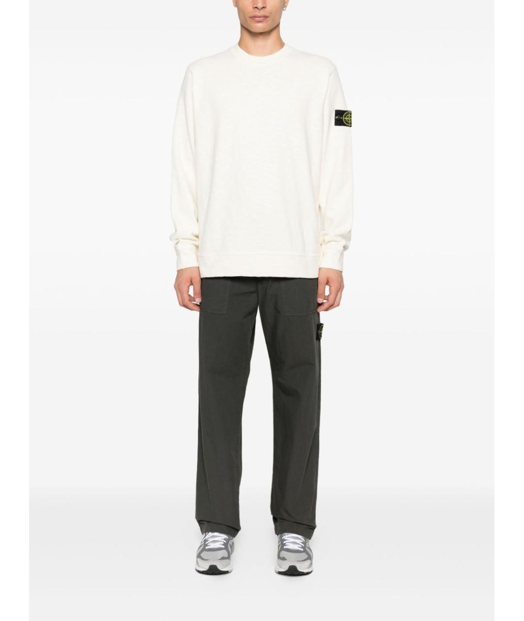 STONE ISLAND Белый хлопковый джемпер / свитер, фото 4