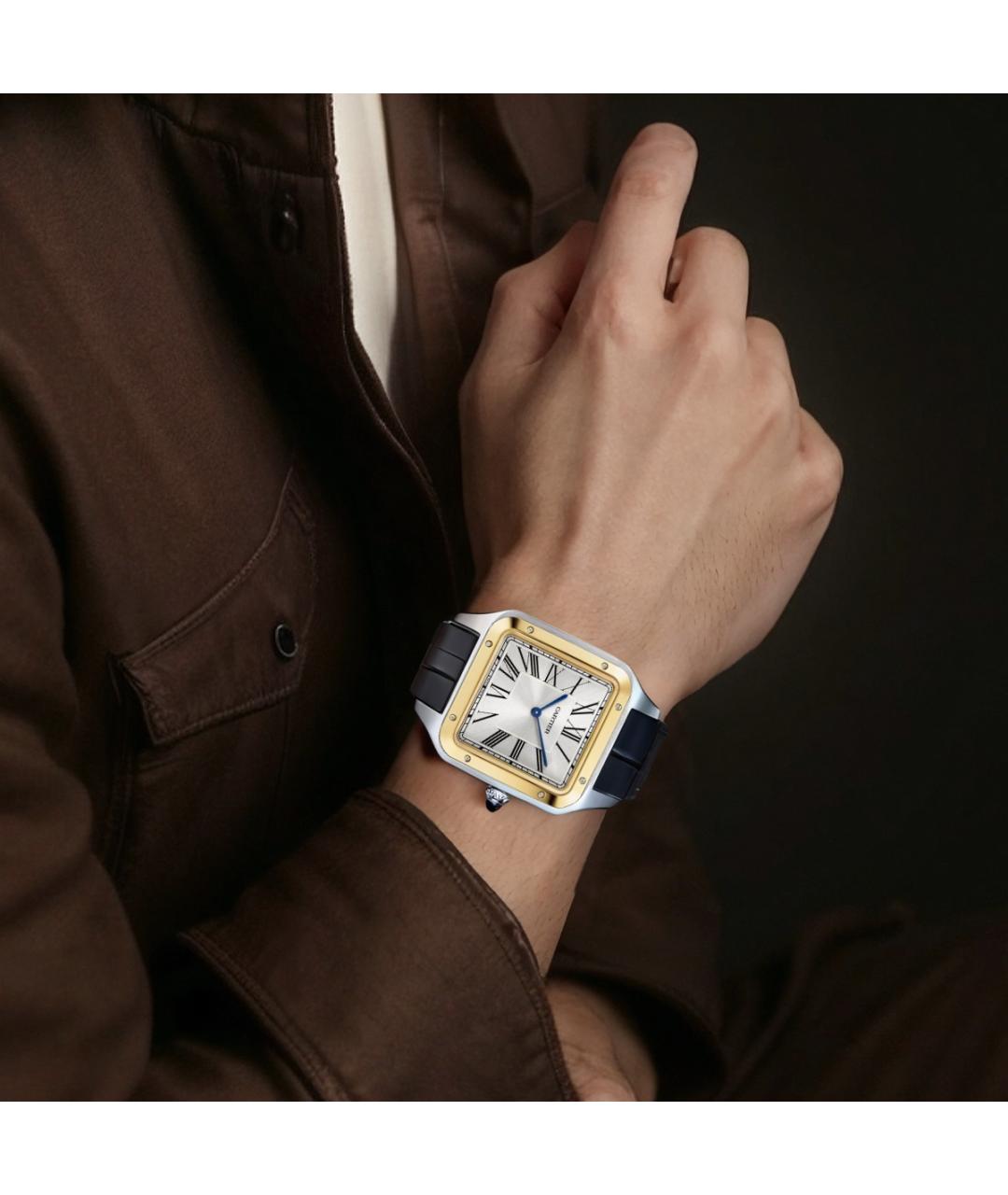 CARTIER Черные часы из желтого золота, фото 3