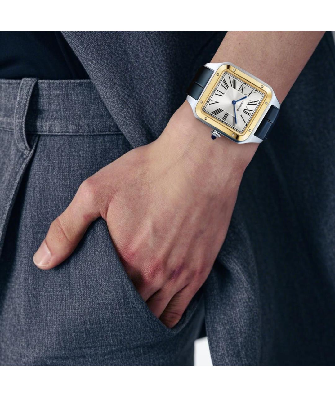 CARTIER Черные часы из желтого золота, фото 5