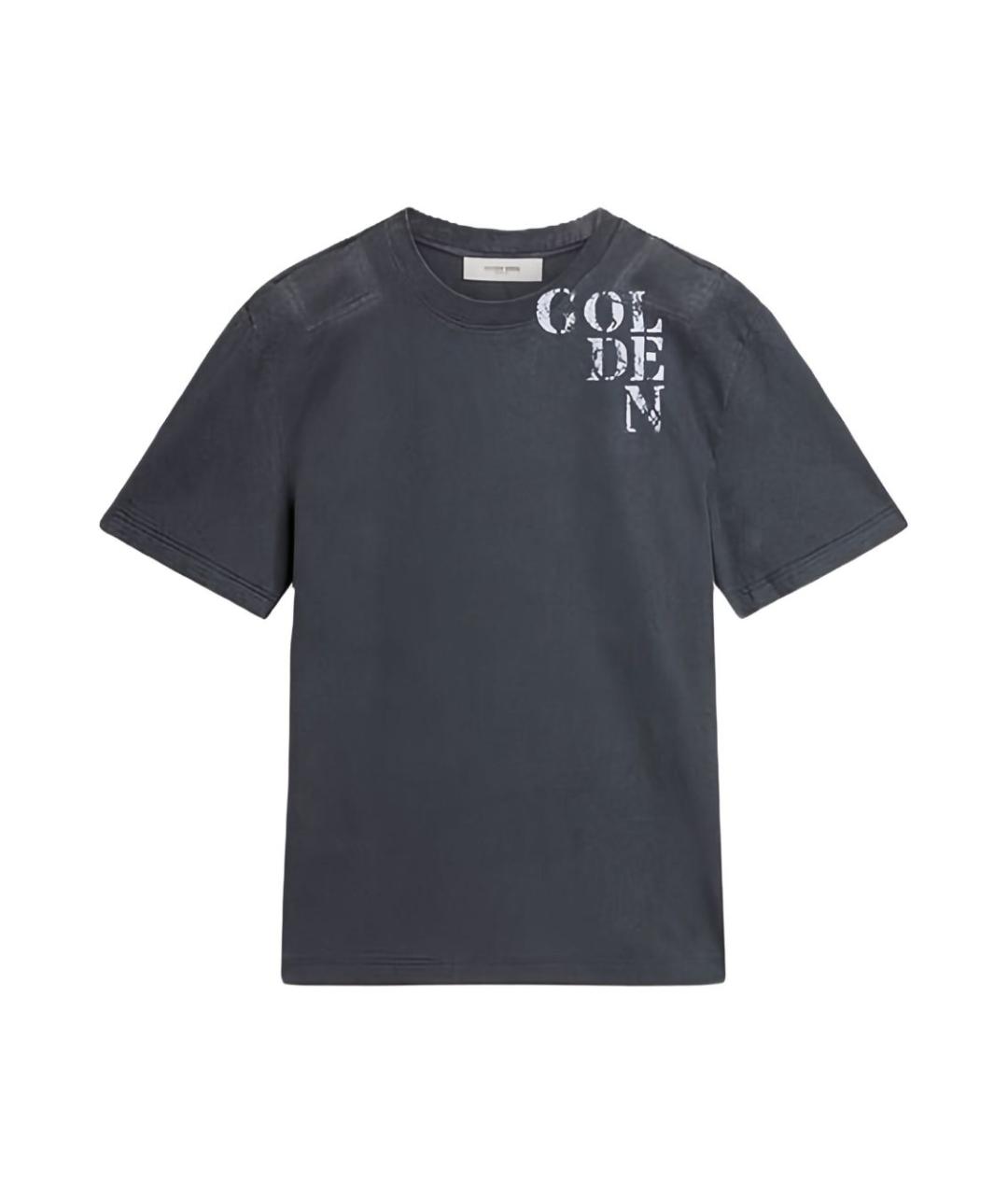 GOLDEN GOOSE DELUXE BRAND Антрацитовая хлопковая футболка, фото 1