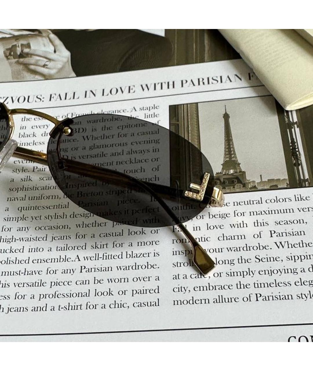FENDI Черные металлические солнцезащитные очки, фото 4