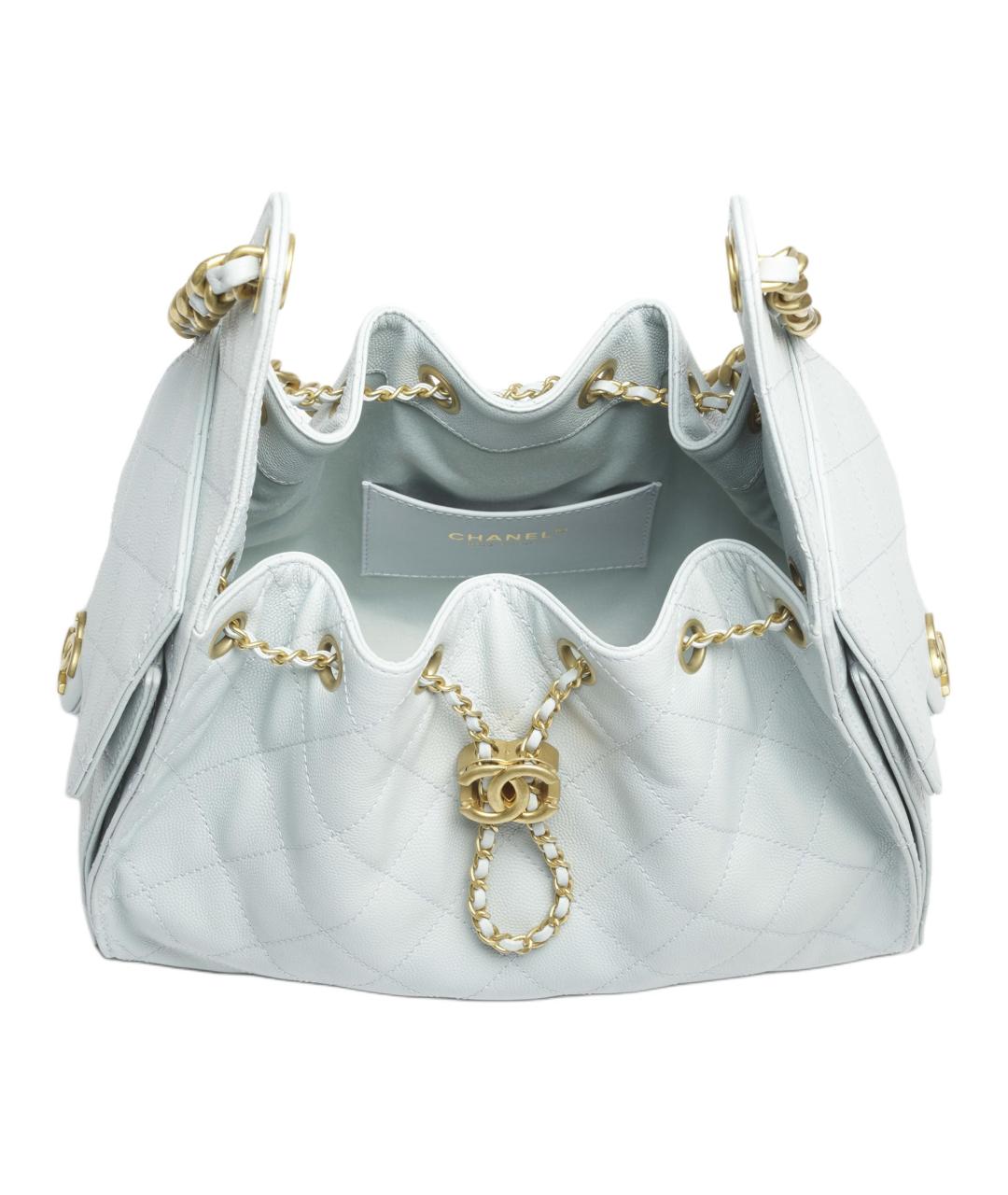 CHANEL Голубая кожаная сумка с короткими ручками, фото 3