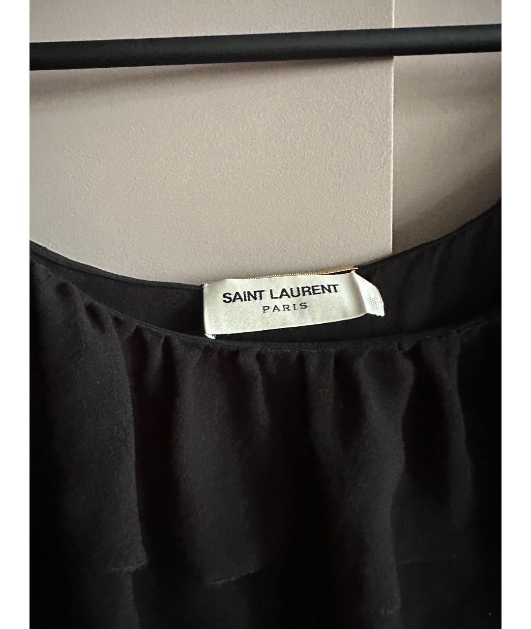 SAINT LAURENT Черное шифоновое вечернее платье, фото 2