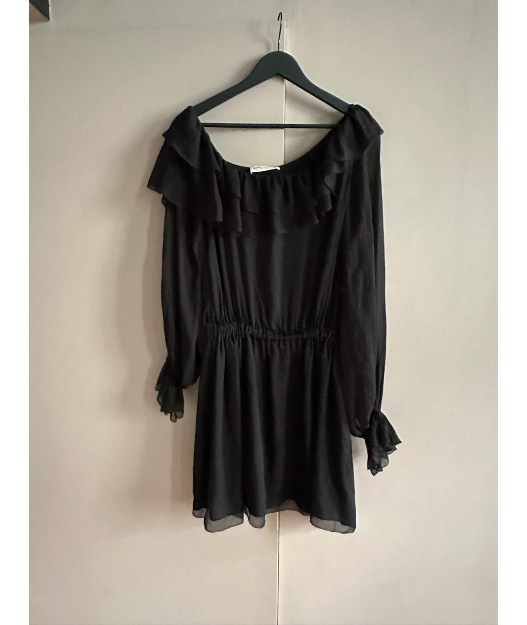 SAINT LAURENT Черное шифоновое вечернее платье, фото 4