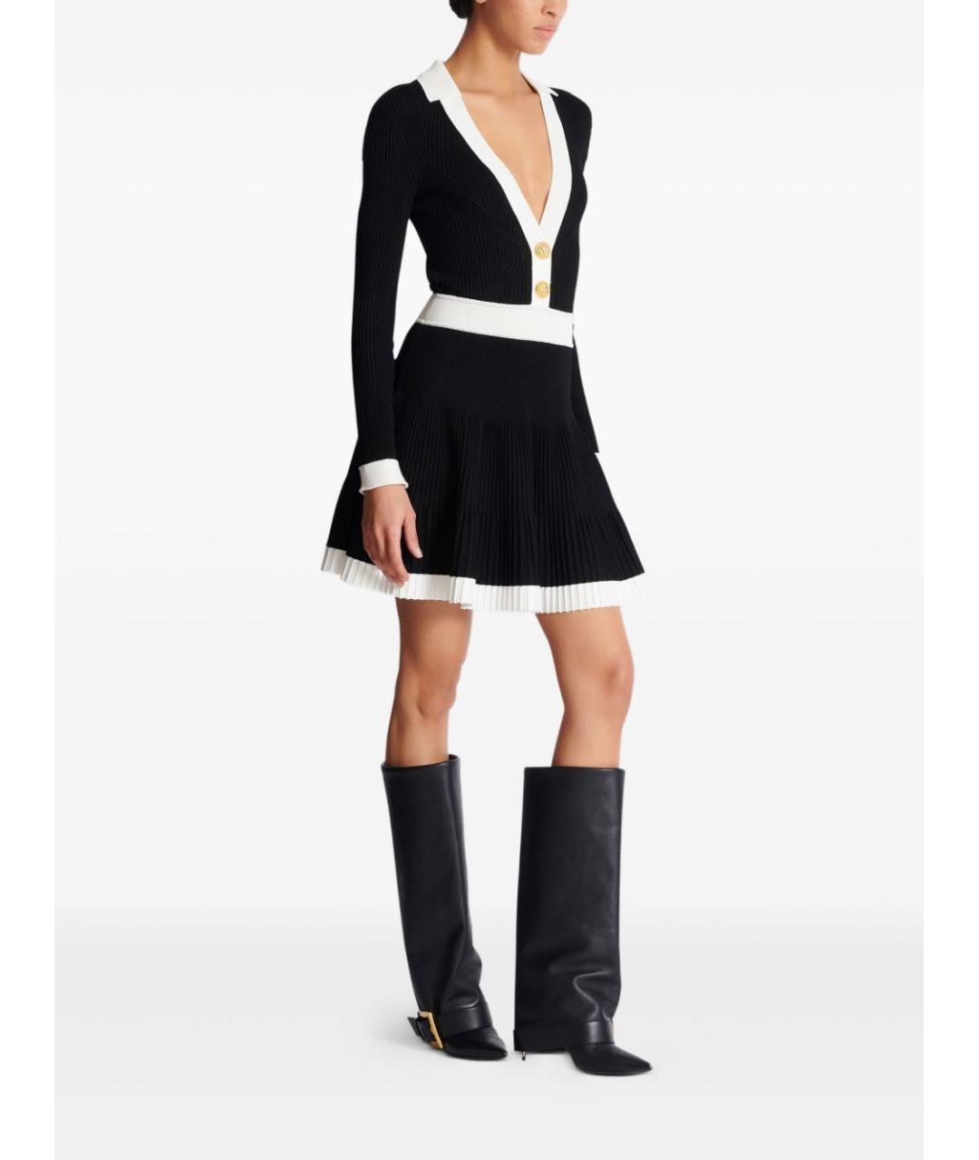 BALMAIN Черное вискозное повседневное платье, фото 3