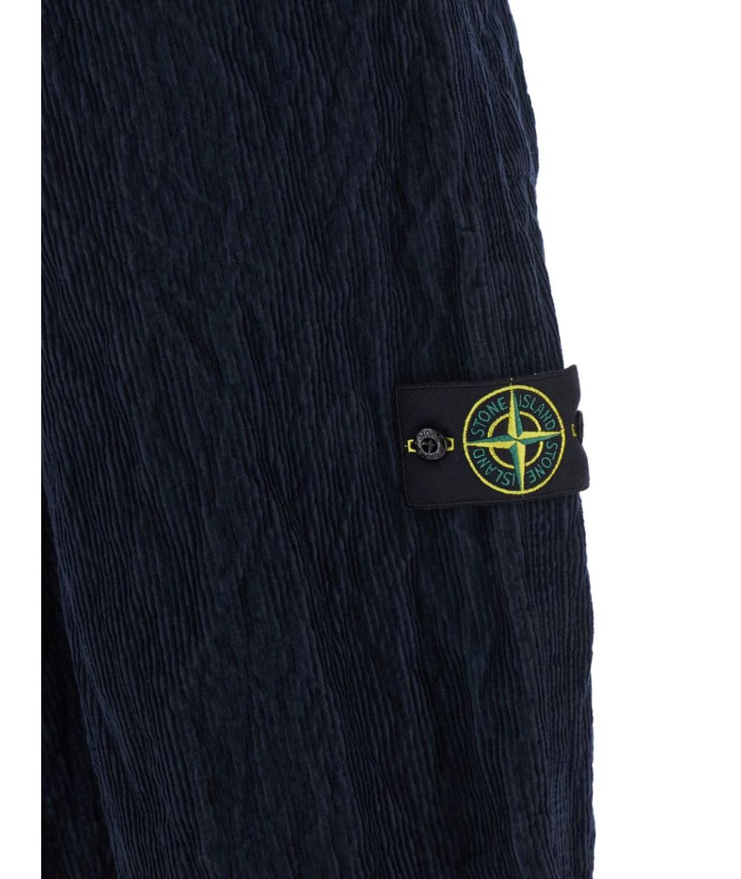 STONE ISLAND Темно-синие хлопко-эластановые повседневные брюки, фото 3