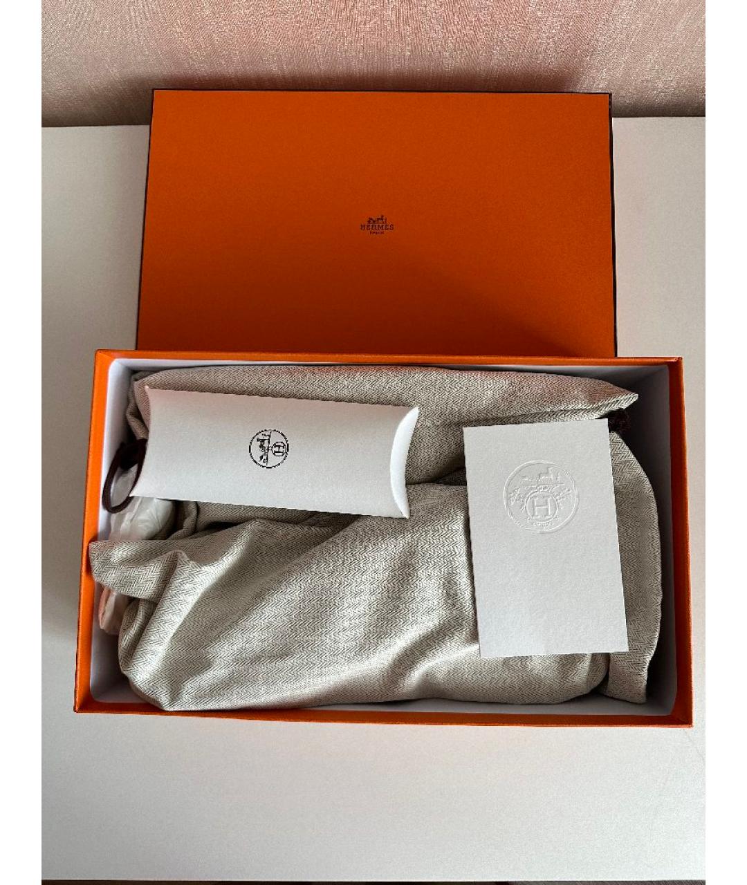 HERMES Бежевые замшевые низкие кроссовки / кеды, фото 5