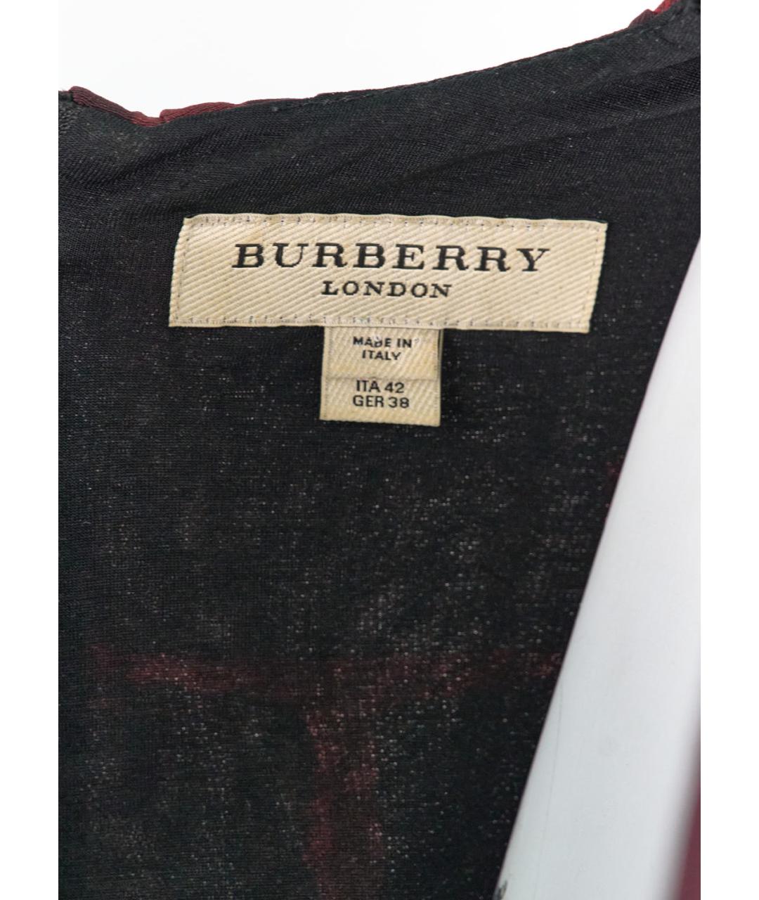 BURBERRY Бордовое полиэстеровое повседневное платье, фото 4