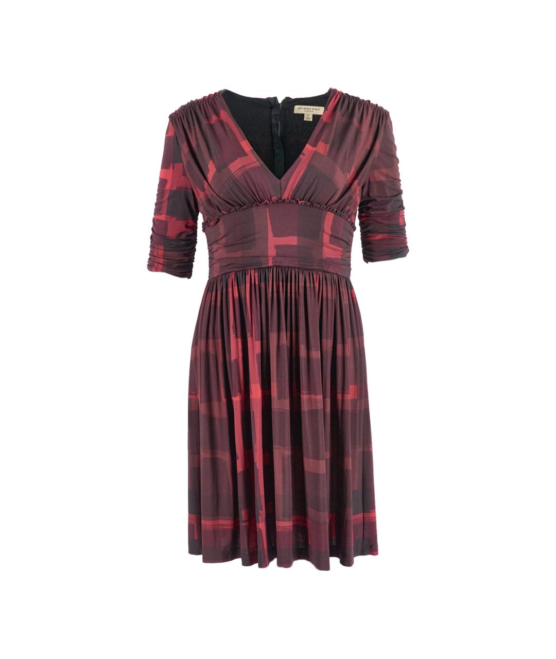 BURBERRY Бордовое полиэстеровое повседневное платье, фото 1