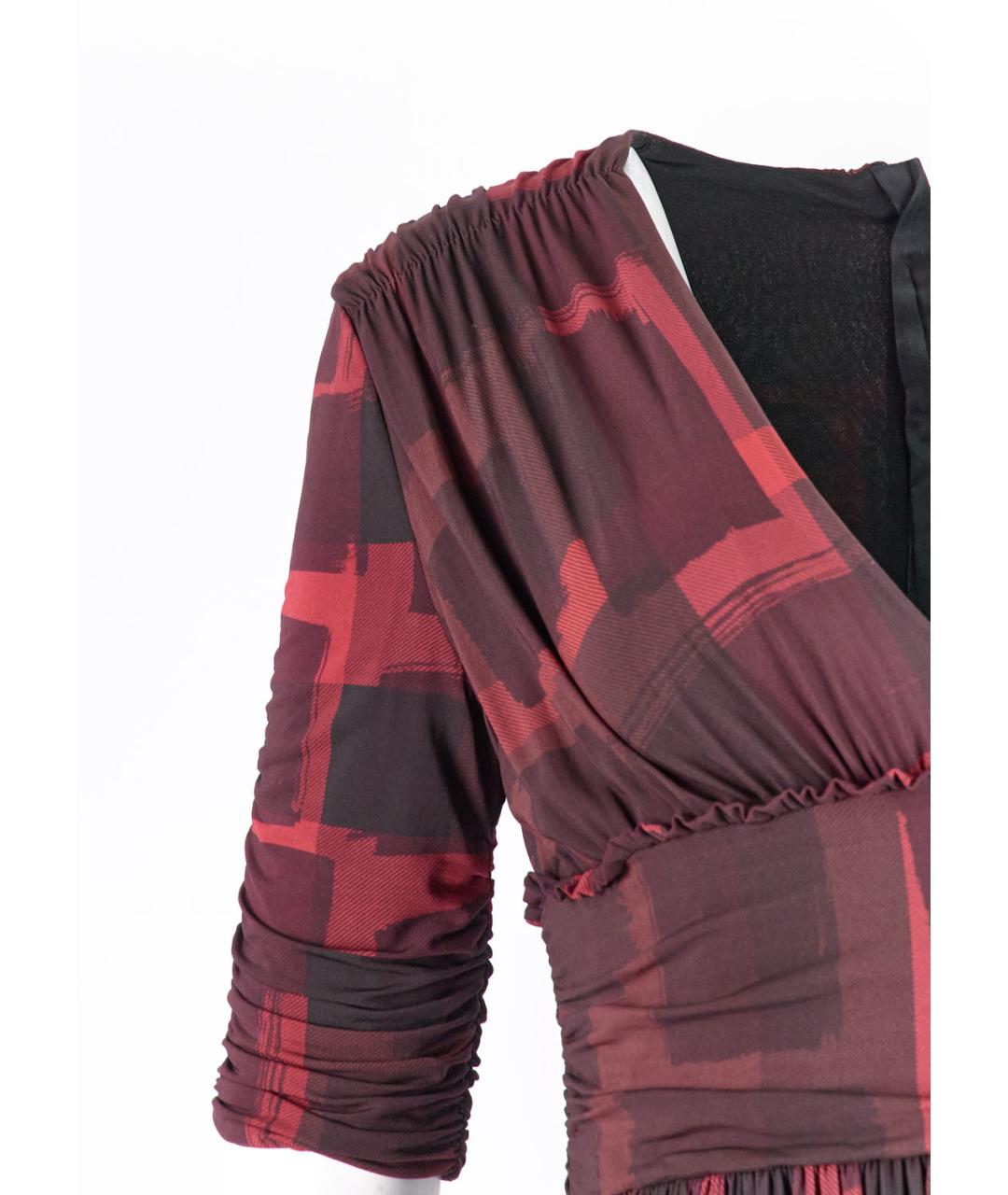 BURBERRY Бордовое полиэстеровое повседневное платье, фото 2