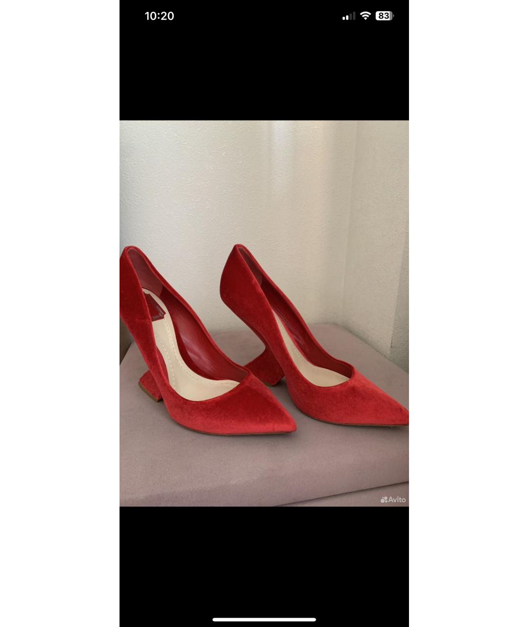 CHRISTIAN DIOR Красные бархатные туфли, фото 3
