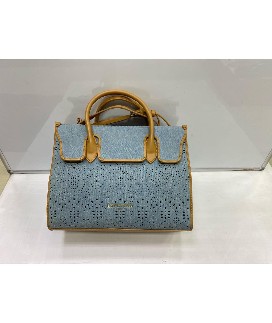 ERMANNO SCERVINO Голубая деним сумка с короткими ручками, фото 2