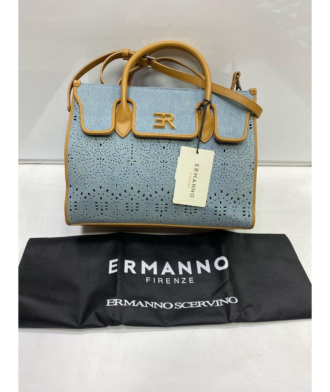 ERMANNO SCERVINO Голубая деним сумка с короткими ручками, фото 5