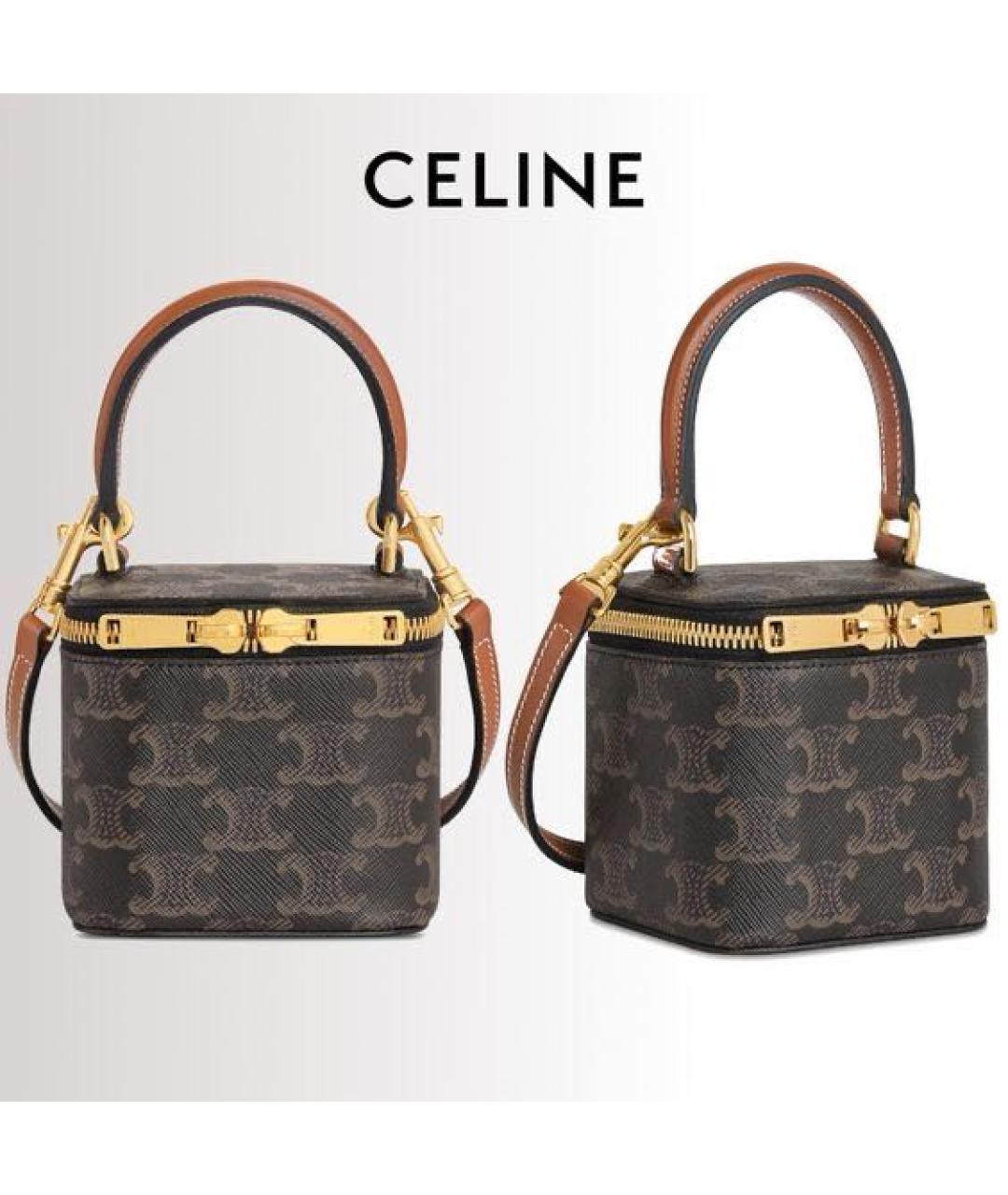 CELINE Коричневая кожаная сумка через плечо, фото 2