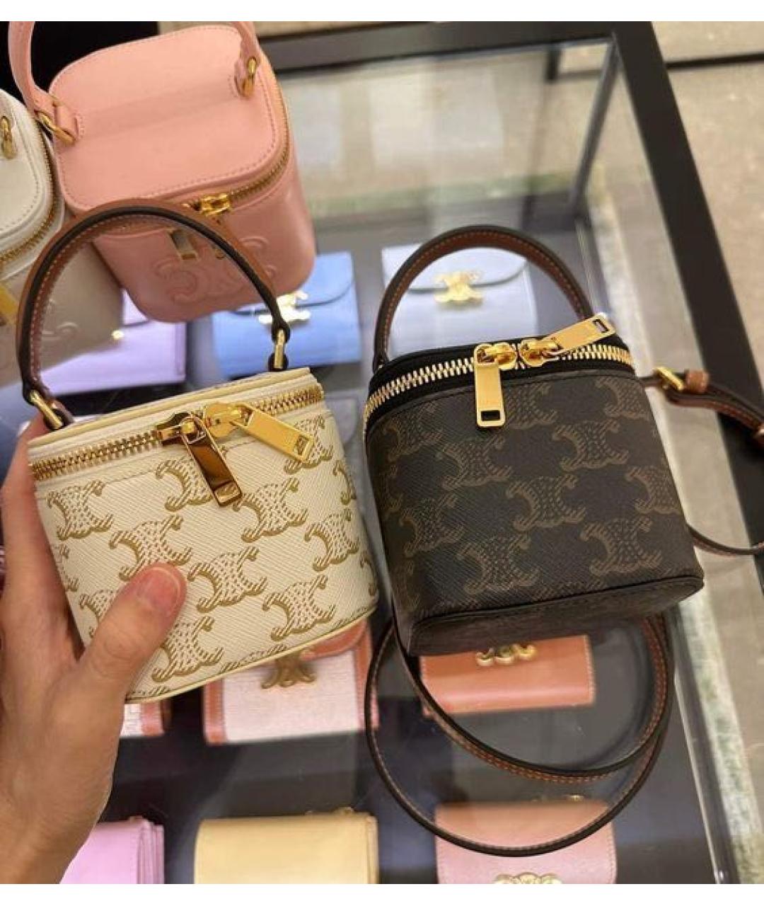 CELINE Коричневая кожаная сумка через плечо, фото 4