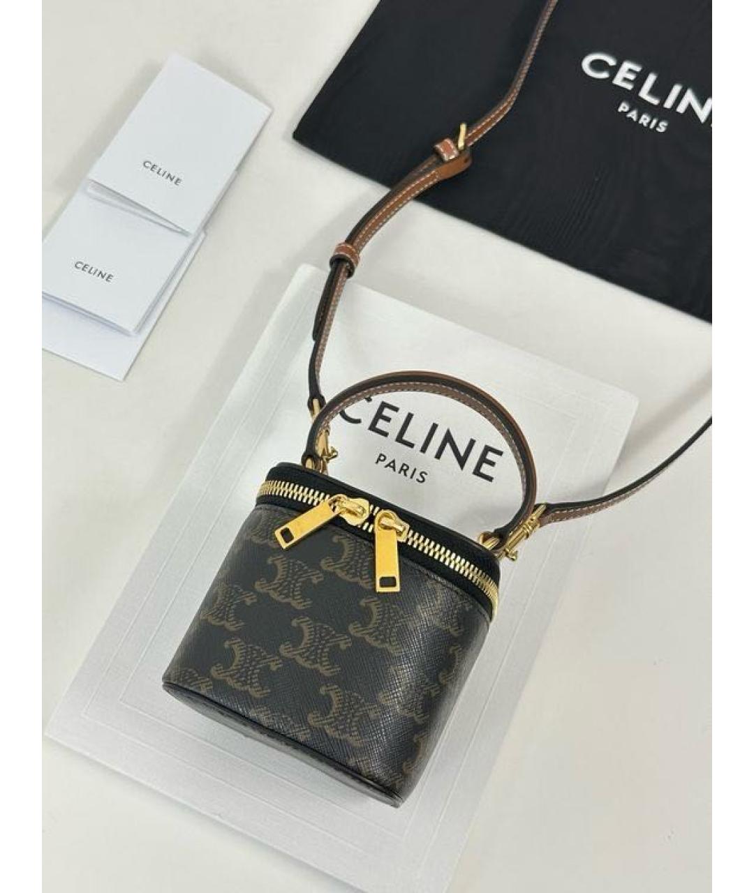 CELINE Коричневая кожаная сумка через плечо, фото 3
