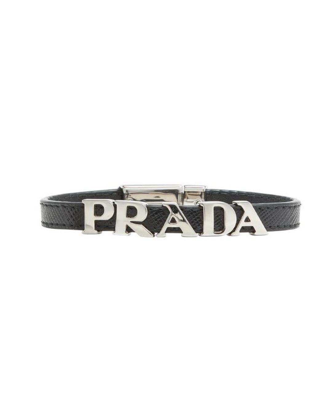 PRADA Черный кожаный браслет, фото 1