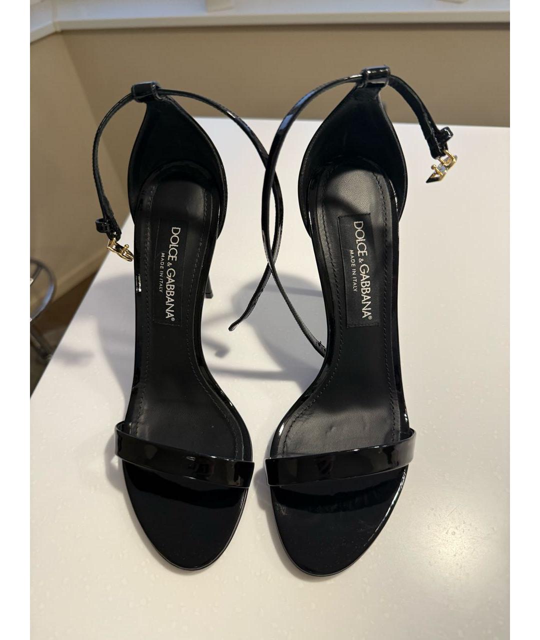DOLCE&GABBANA Черные кожаные босоножки, фото 2