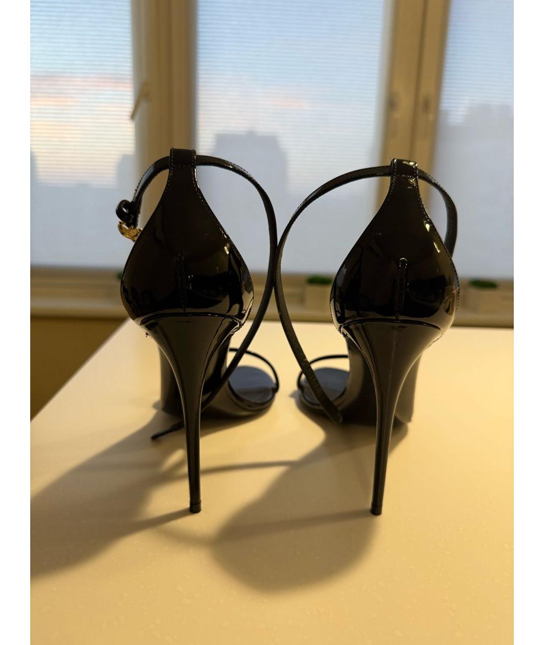 DOLCE&GABBANA Черные кожаные босоножки, фото 4