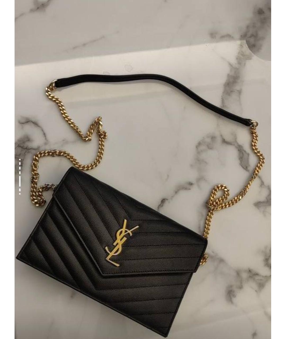 SAINT LAURENT Черная кожаная сумка через плечо, фото 4