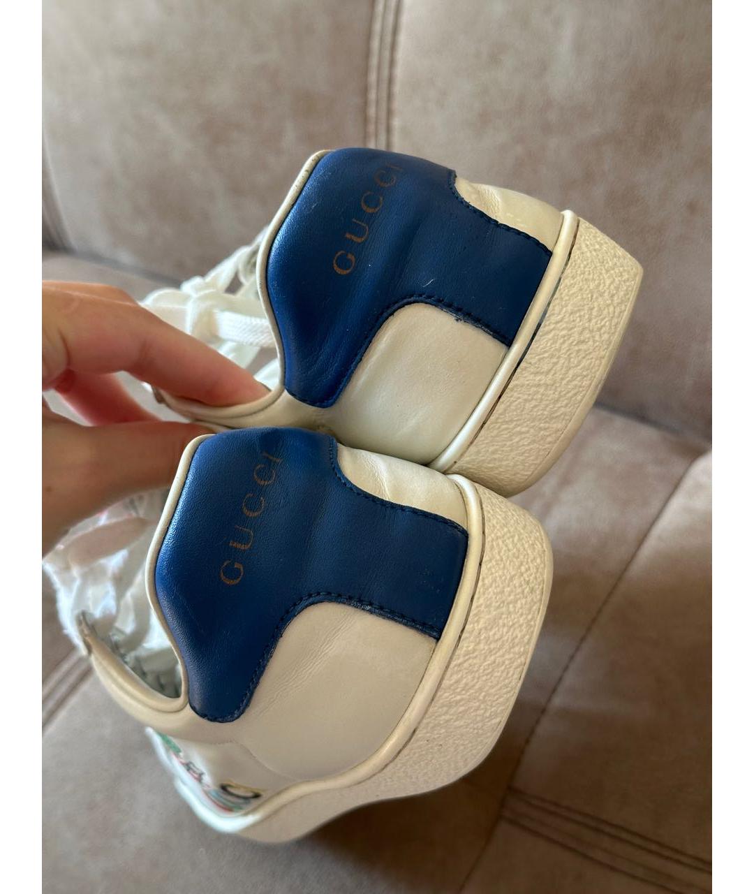 GUCCI Белые кожаные кроссовки, фото 8