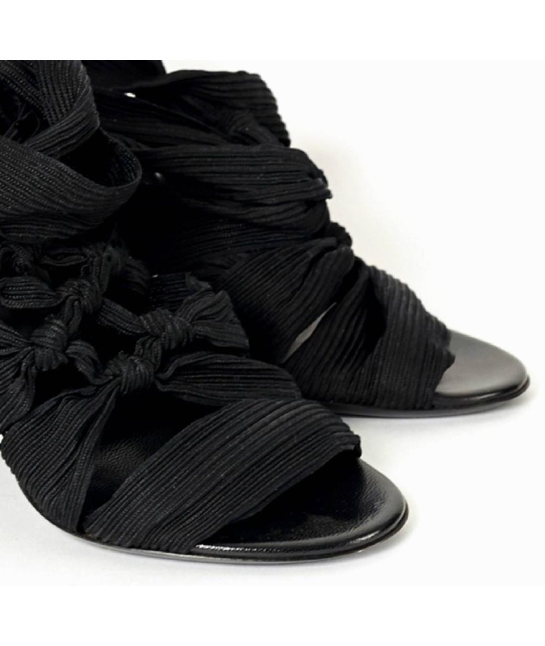 DRIES VAN NOTEN Черные текстильные босоножки, фото 2